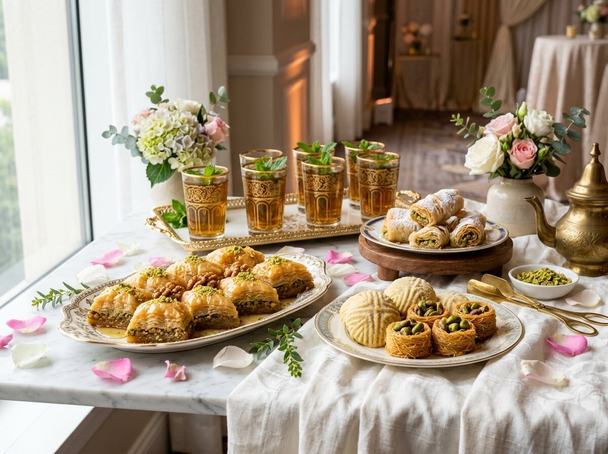 Table de desserts et pâtisseries orientales